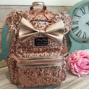 rose gold sequin minnie backpack